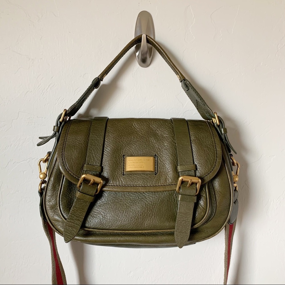 Marc By Marc Jacobs Gray and Green Shoulder Bag with Adjustable Straps
